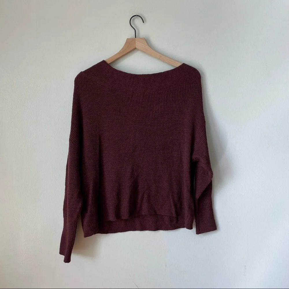 Free People Maroon Scoop Neck Sweater
